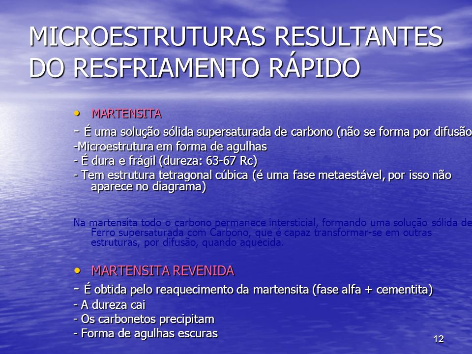 MICROESTRUTURAS RESULTANTES DO RESFRIAMENTO RÁPIDO