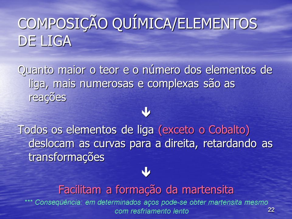 COMPOSIÇÃO QUÍMICA/ELEMENTOS DE LIGA