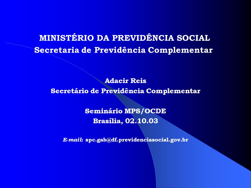 MINISTÉRIO DA PREVIDÊNCIA SOCIAL