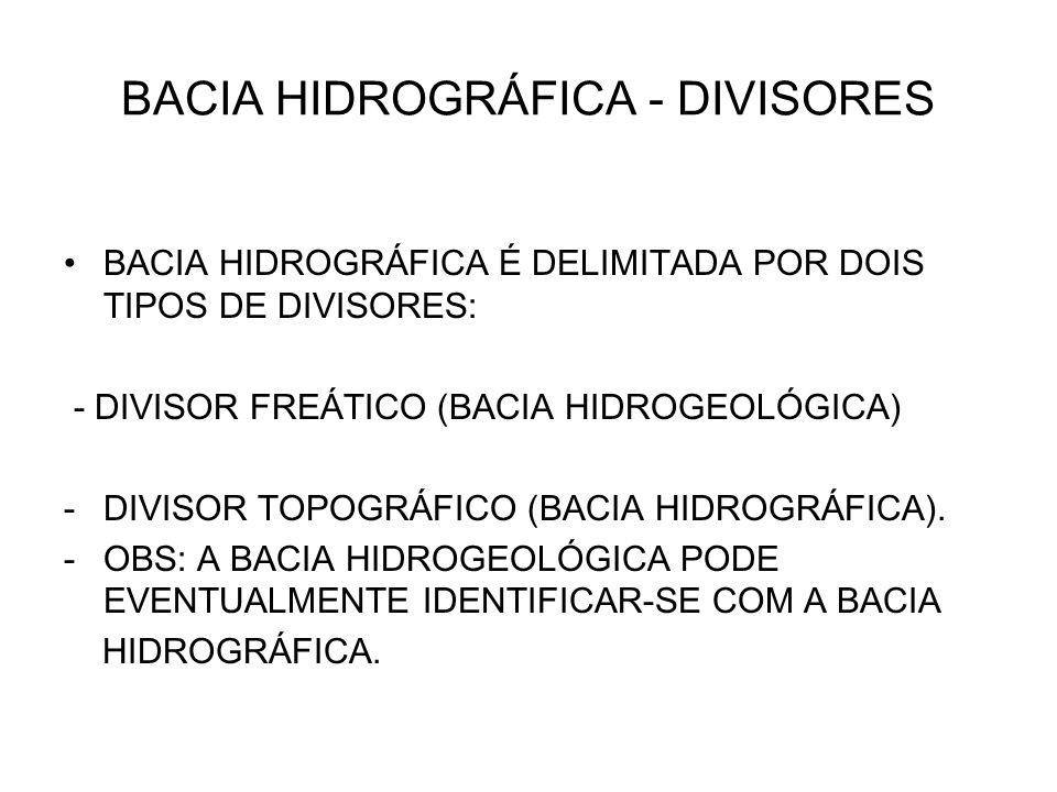 BACIA HIDROGRÁFICA - DIVISORES