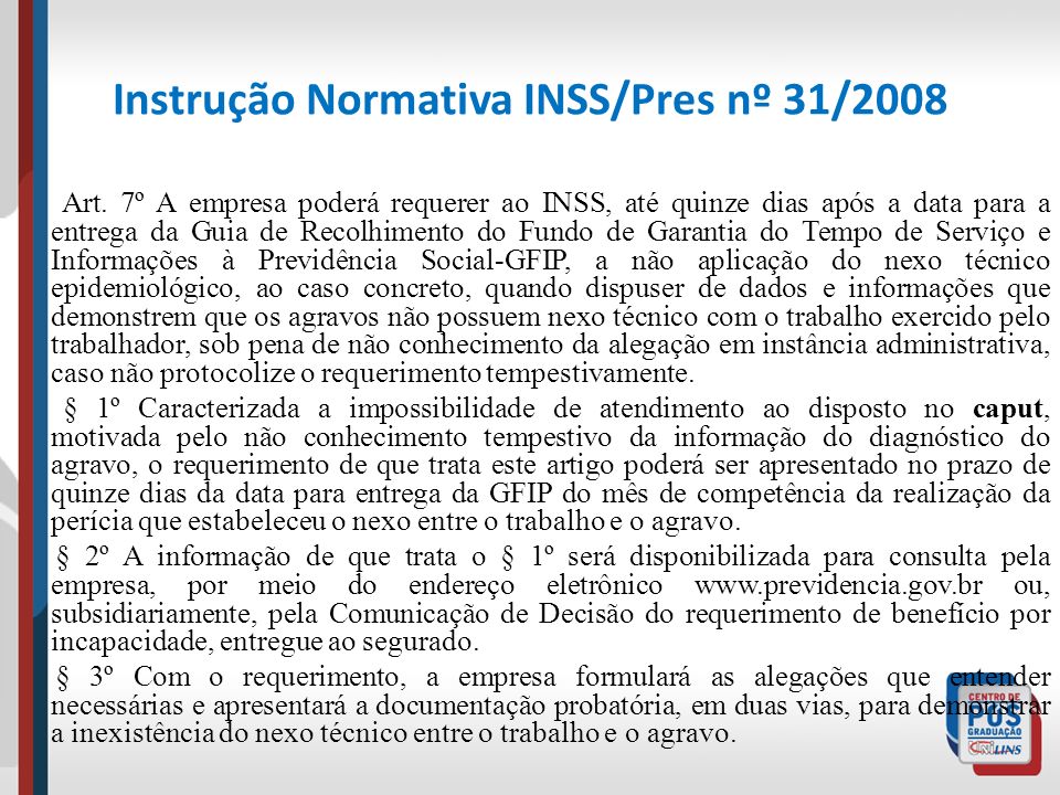 Instrução Normativa INSS/Pres nº 31/2008