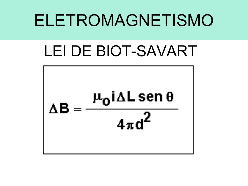 ELETROMAGNETISMO LEI DE BIOT-SAVART
