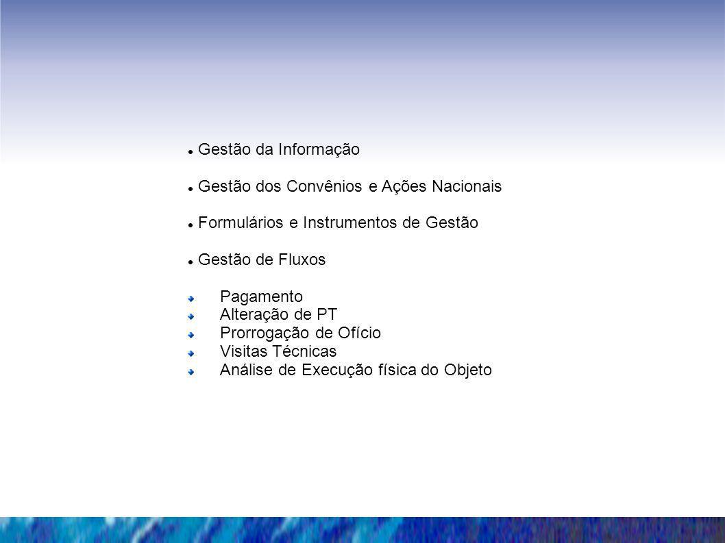 Gestão da Informação Gestão dos Convênios e Ações Nacionais. Formulários e Instrumentos de Gestão.