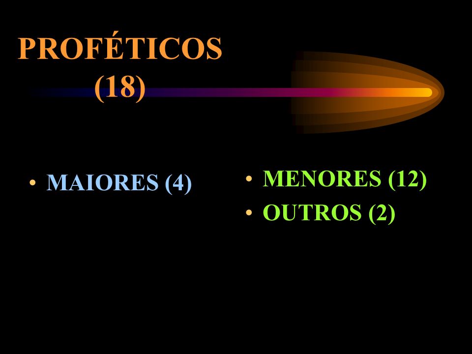 PROFÉTICOS (18) MENORES (12) OUTROS (2) MAIORES (4)