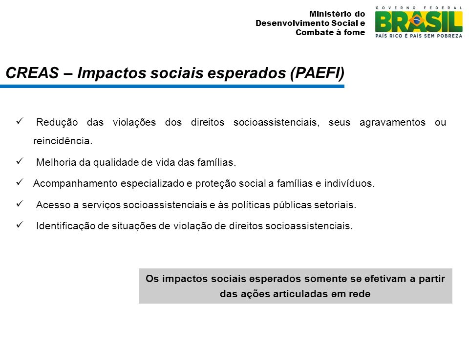 CREAS – Impactos sociais esperados (PAEFI)