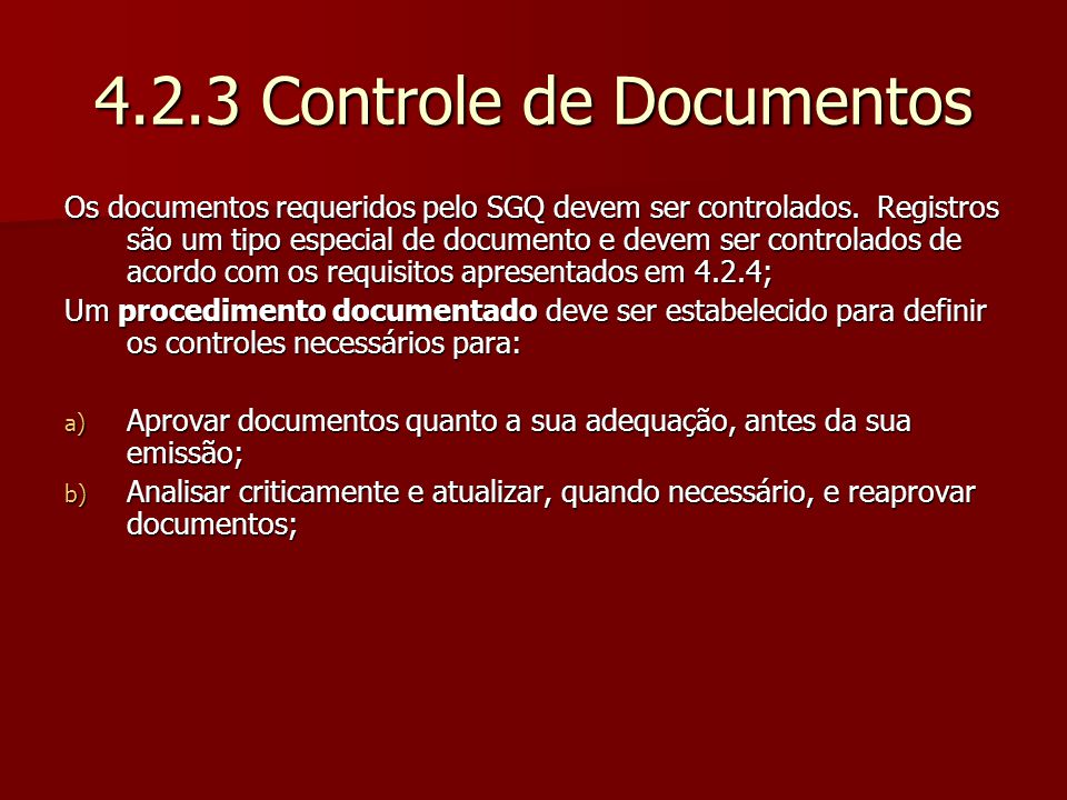 4.2.3 Controle de Documentos