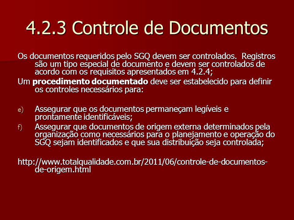 4.2.3 Controle de Documentos