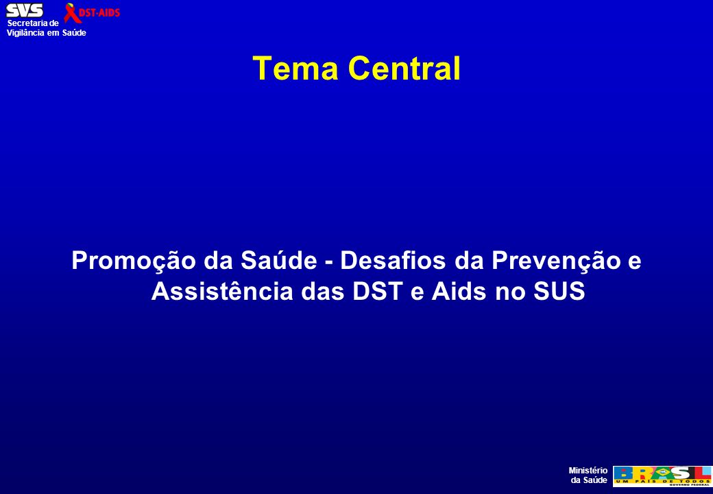 Tema Central Promoção da Saúde - Desafios da Prevenção e Assistência das DST e Aids no SUS