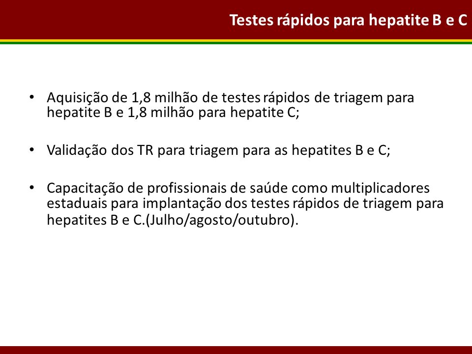Testes rápidos para hepatite B e C