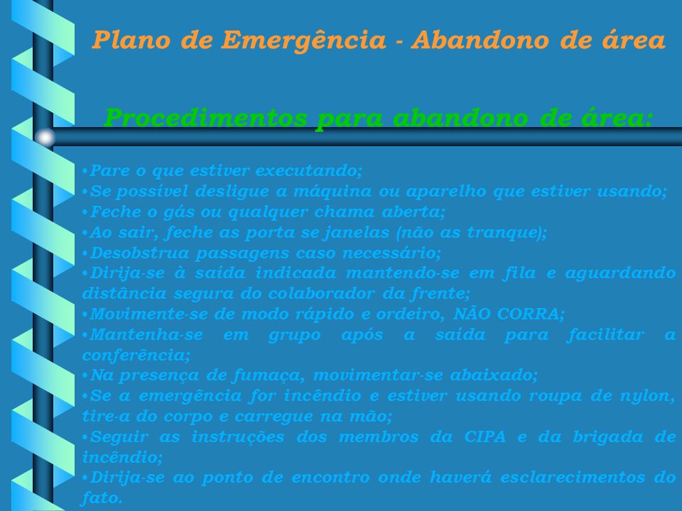 Plano de Emergência - Abandono de área