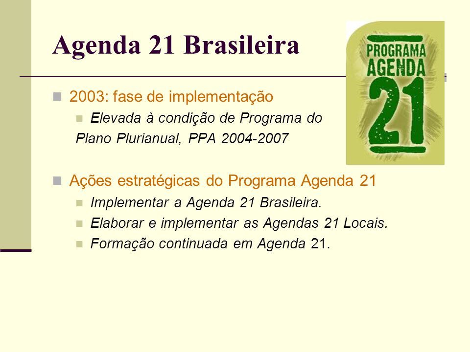 Agenda 21 Brasileira 2003: fase de implementação