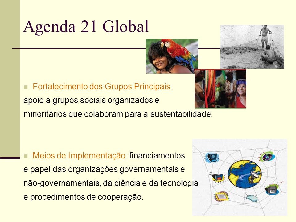 Agenda 21 Global Fortalecimento dos Grupos Principais: