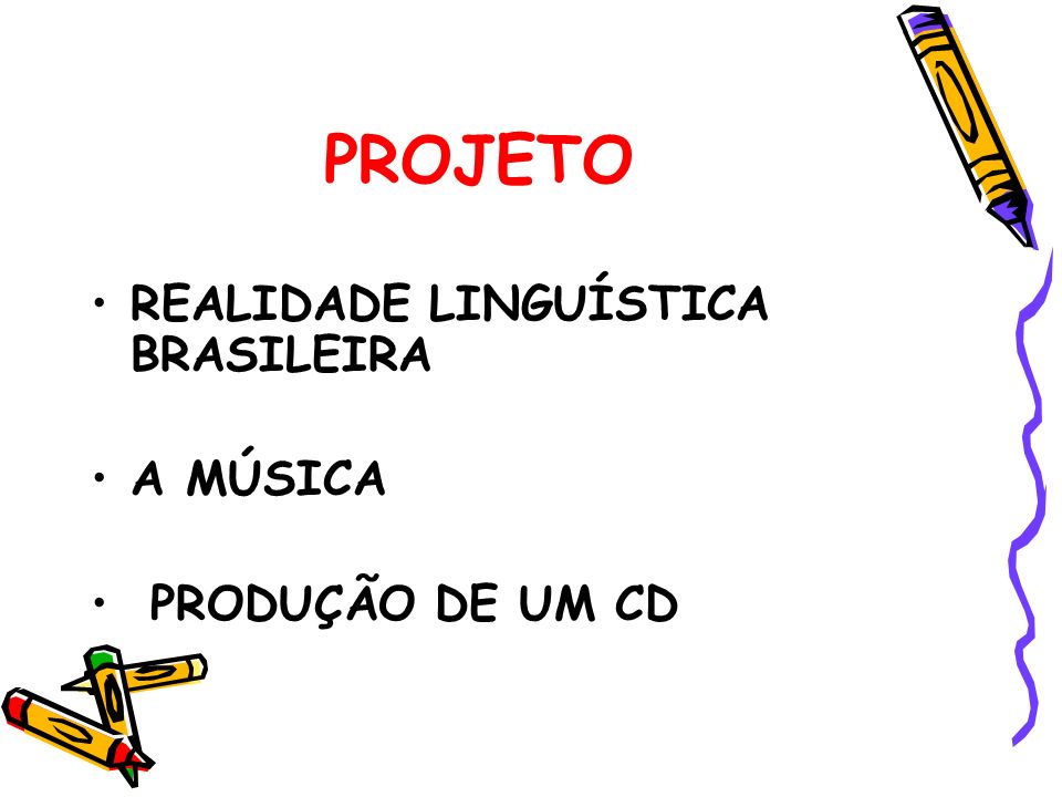 PROJETO REALIDADE LINGUÍSTICA BRASILEIRA A MÚSICA PRODUÇÃO DE UM CD