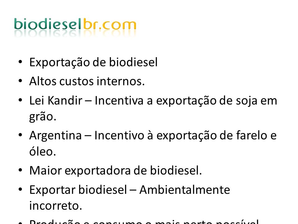 Exportação de biodiesel