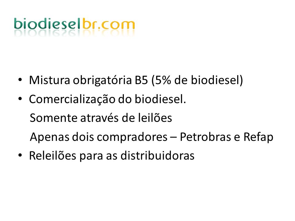 Mistura obrigatória B5 (5% de biodiesel)