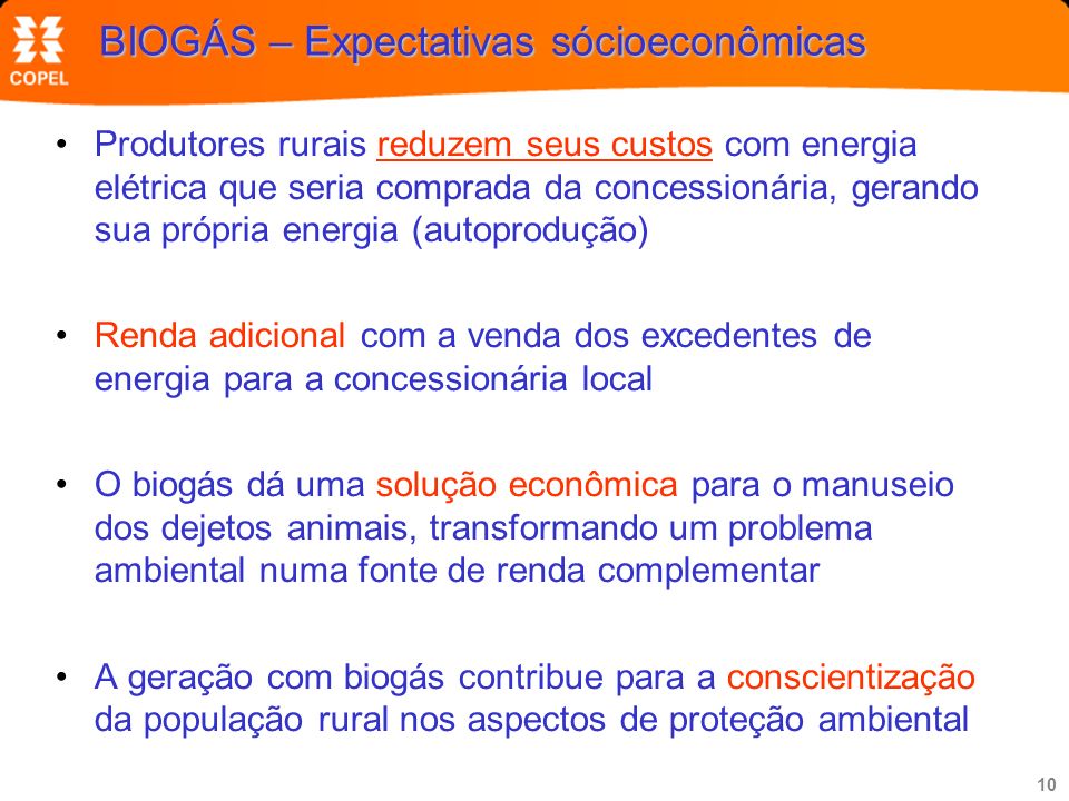 BIOGÁS – Expectativas sócioeconômicas