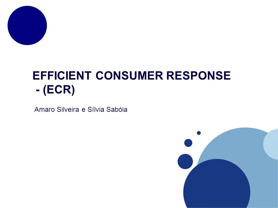 EFFICIENT CONSUMER RESPONSE - (ECR)