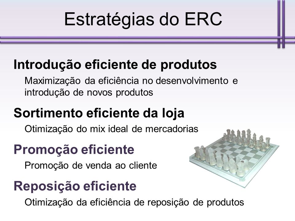 Estratégias do ERC Introdução eficiente de produtos