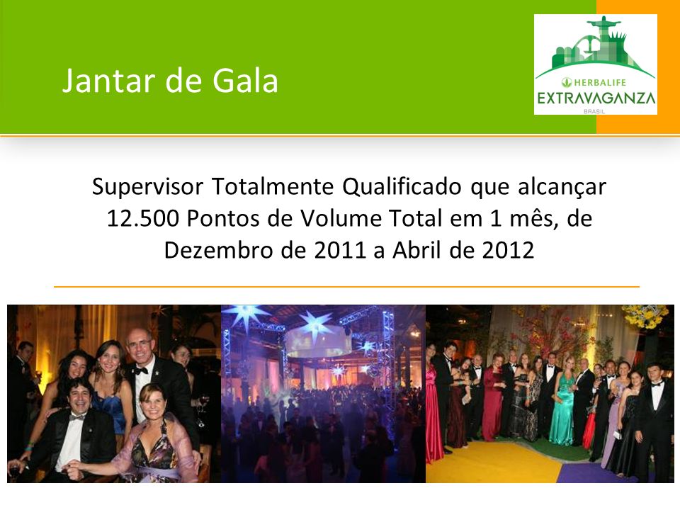 Jantar de Gala Supervisor Totalmente Qualificado que alcançar Pontos de Volume Total em 1 mês, de Dezembro de 2011 a Abril de