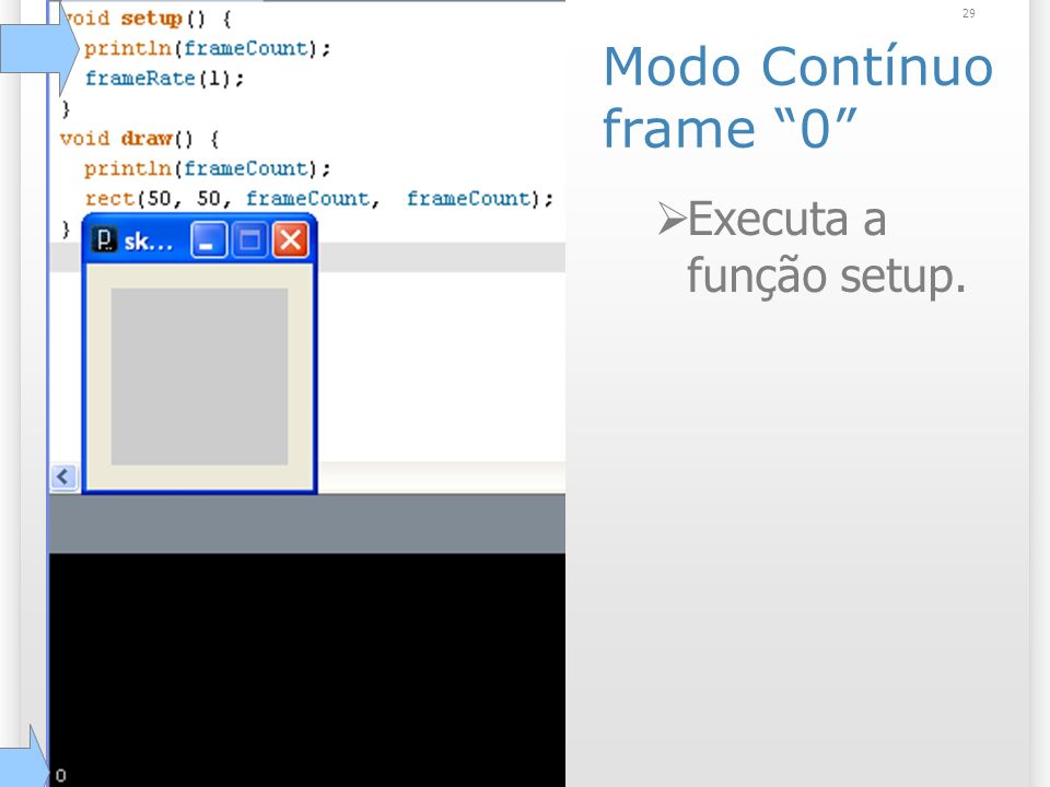 Modo Contínuo frame 0 Executa a função setup.