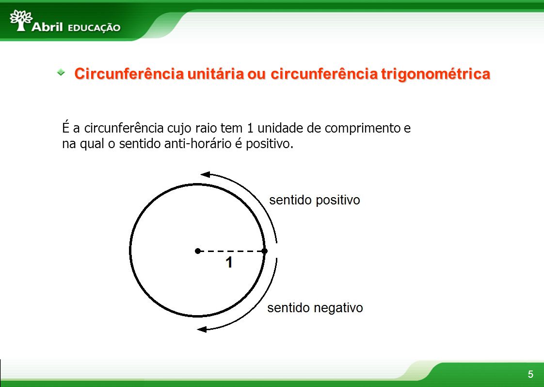 Circunferência unitária ou circunferência trigonométrica