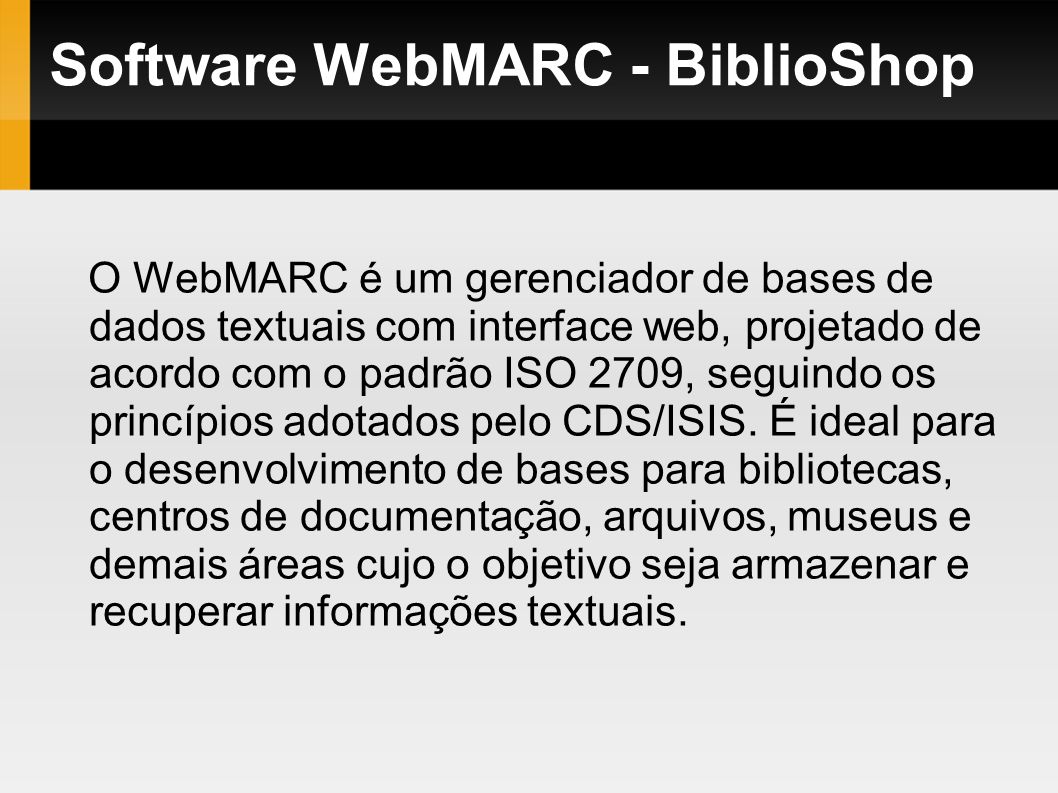 Software WebMARC - BiblioShop