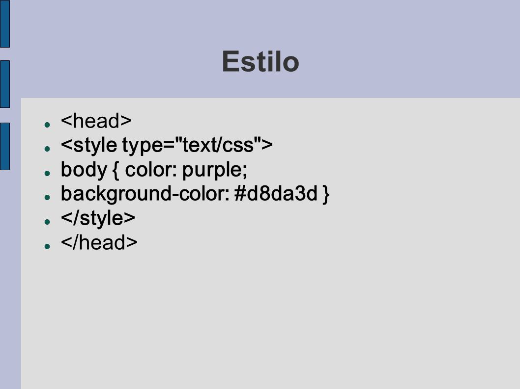 Estilo <head> <style type= text/css >