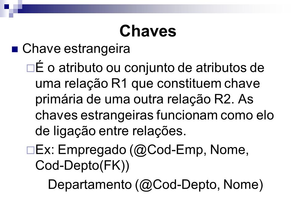 Chaves Chave estrangeira