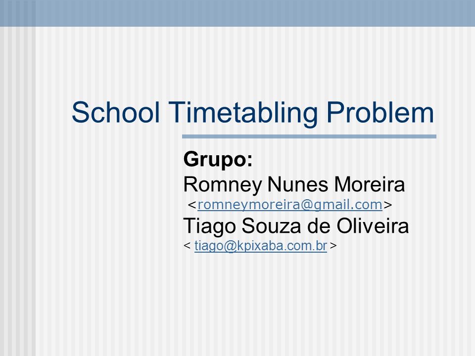 School Timetabling Problem