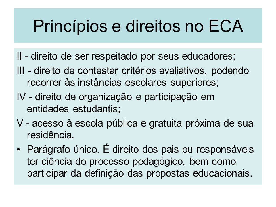 Princípios e direitos no ECA
