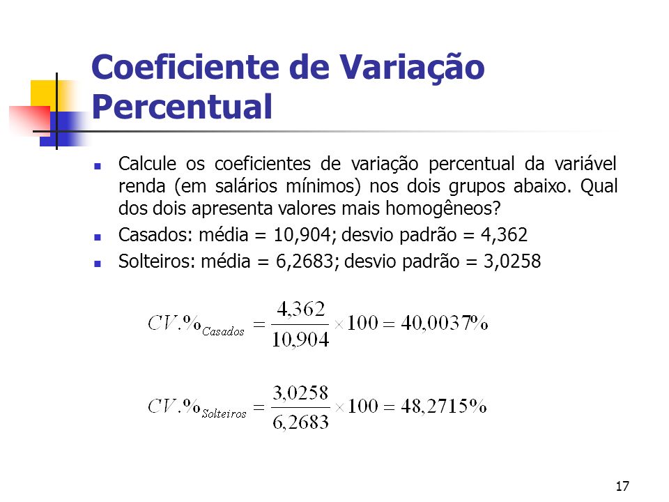 Coeficiente de Variação Percentual