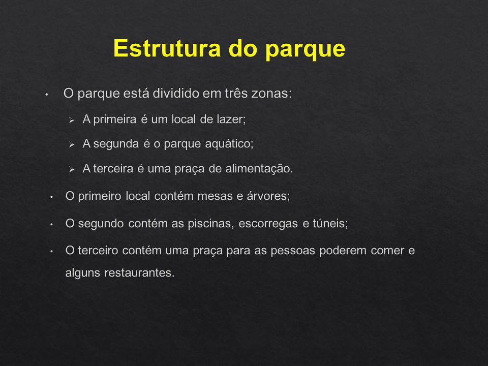 Estrutura do parque O parque está dividido em três zonas:
