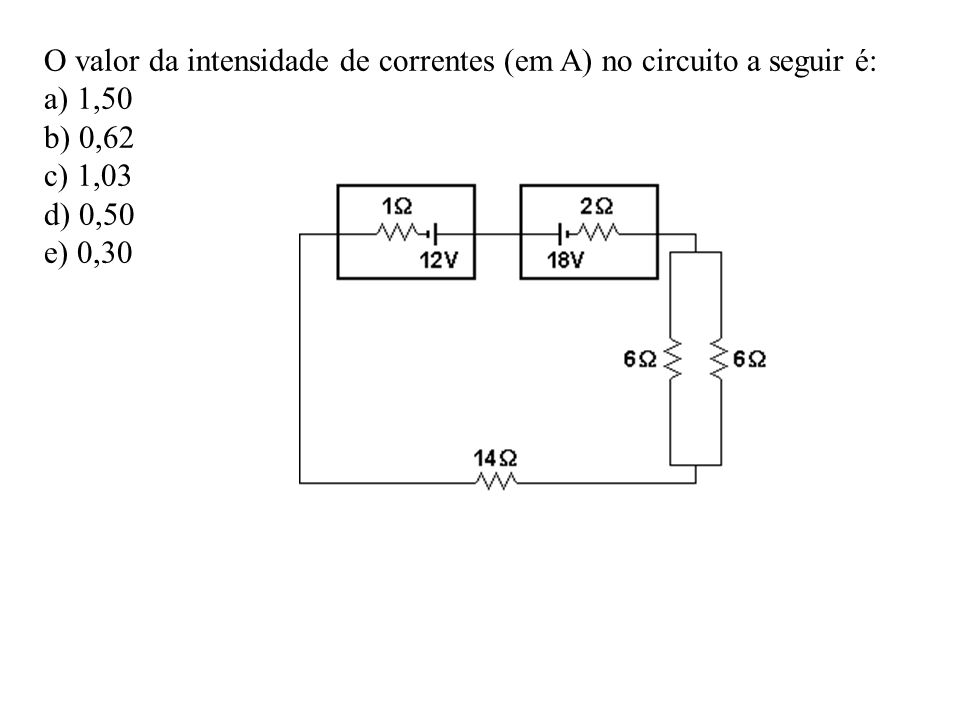 O valor da intensidade de correntes (em A) no circuito a seguir é: