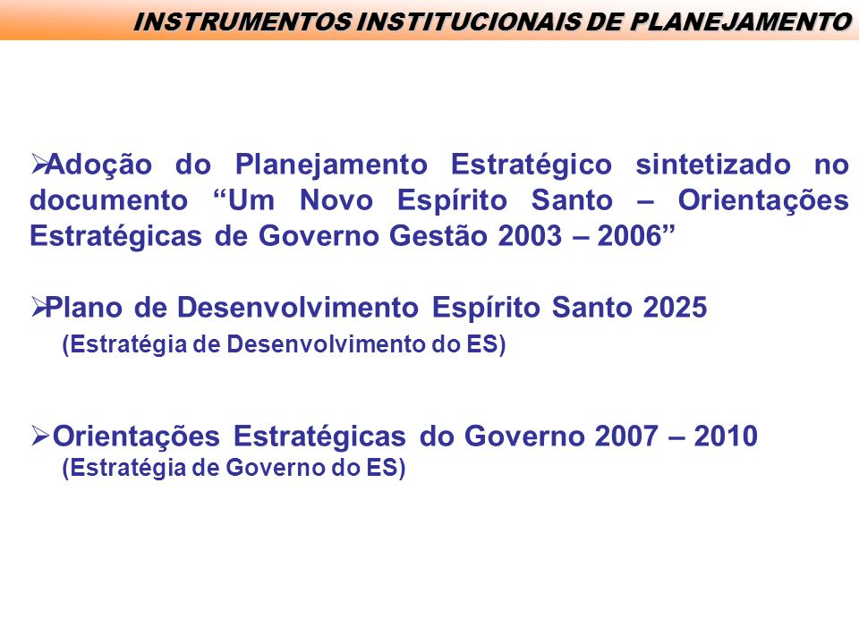 Plano de Desenvolvimento Espírito Santo 2025
