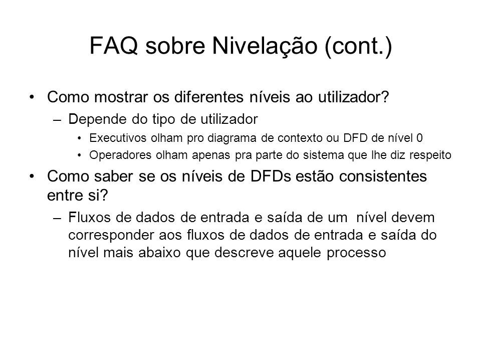 FAQ sobre Nivelação (cont.)