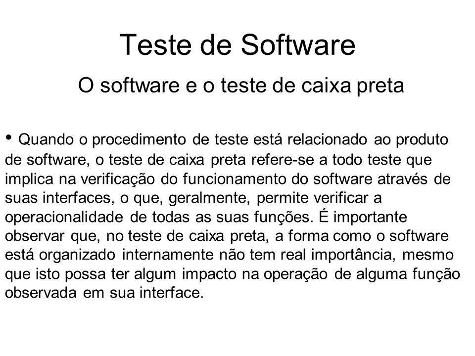 Teste de Software O software e o teste de caixa preta