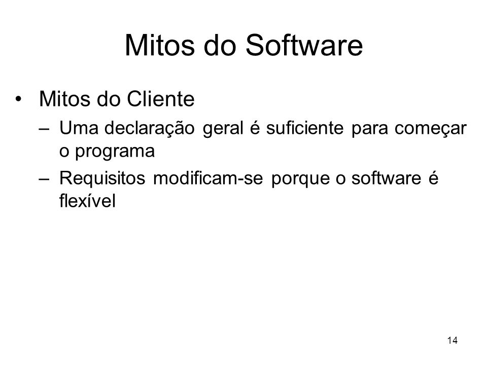 Mitos do Software Mitos do Cliente