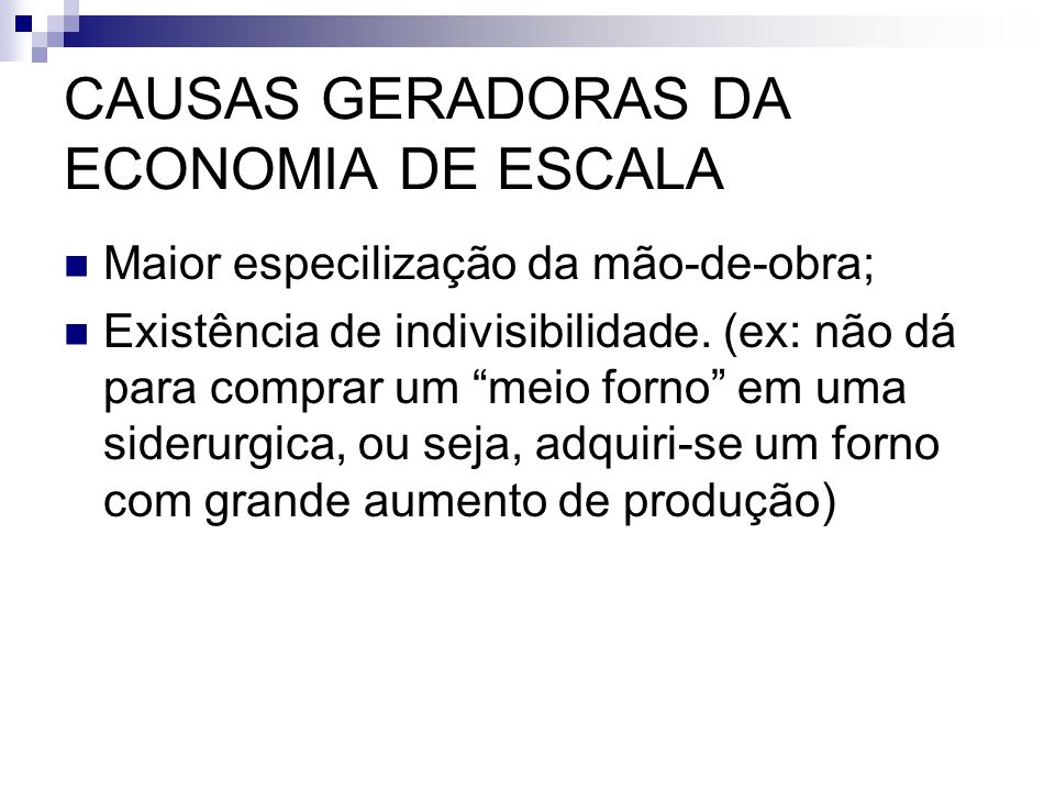 CAUSAS GERADORAS DA ECONOMIA DE ESCALA