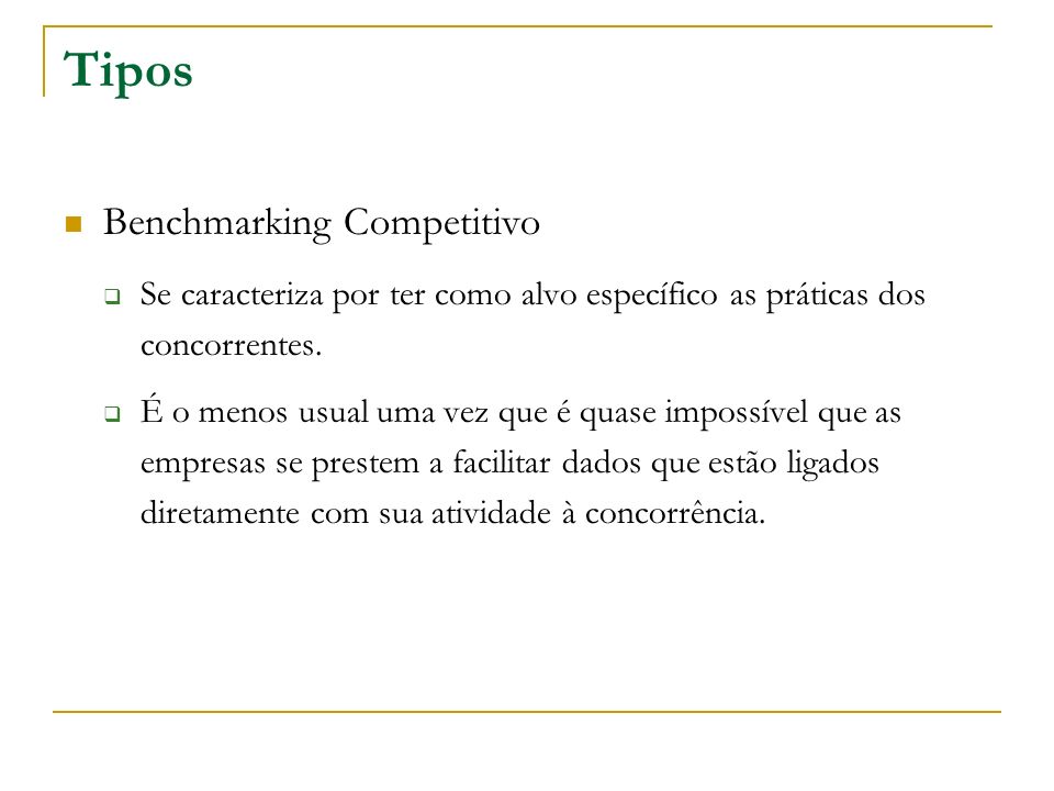 Tipos Benchmarking Competitivo
