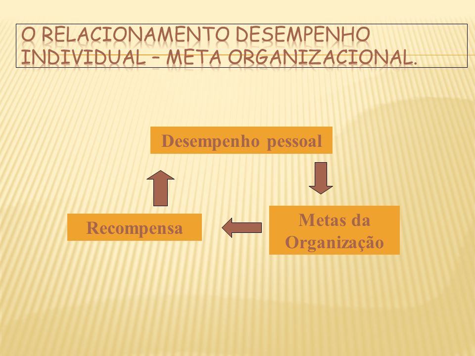 O relacionamento desempenho individual – meta organizacional.
