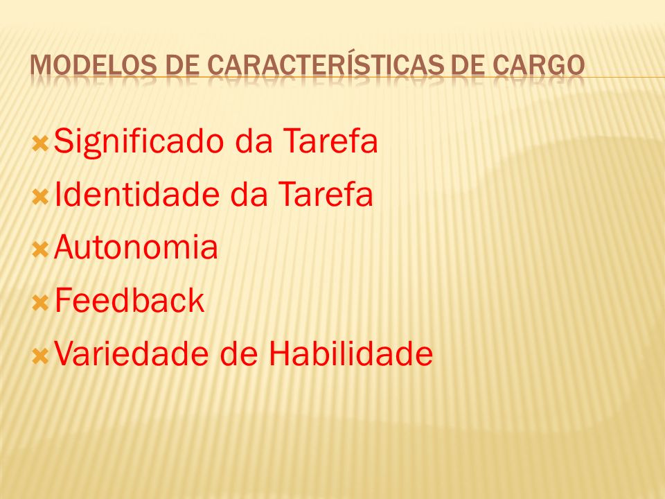 Modelos de características de Cargo