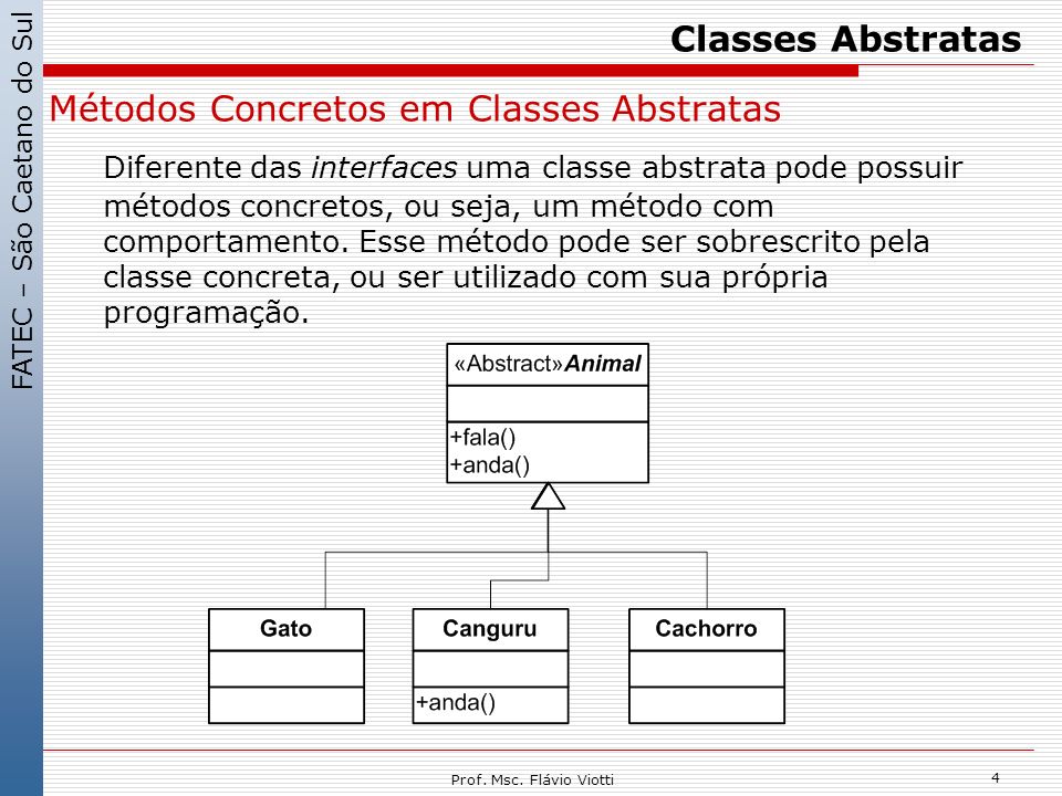 Classes Abstratas Métodos Concretos em Classes Abstratas.
