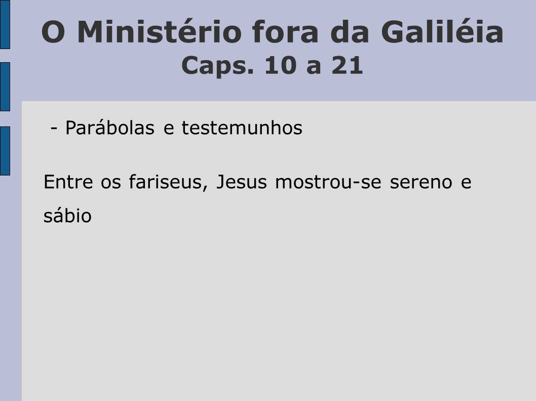 O Ministério fora da Galiléia Caps. 10 a 21