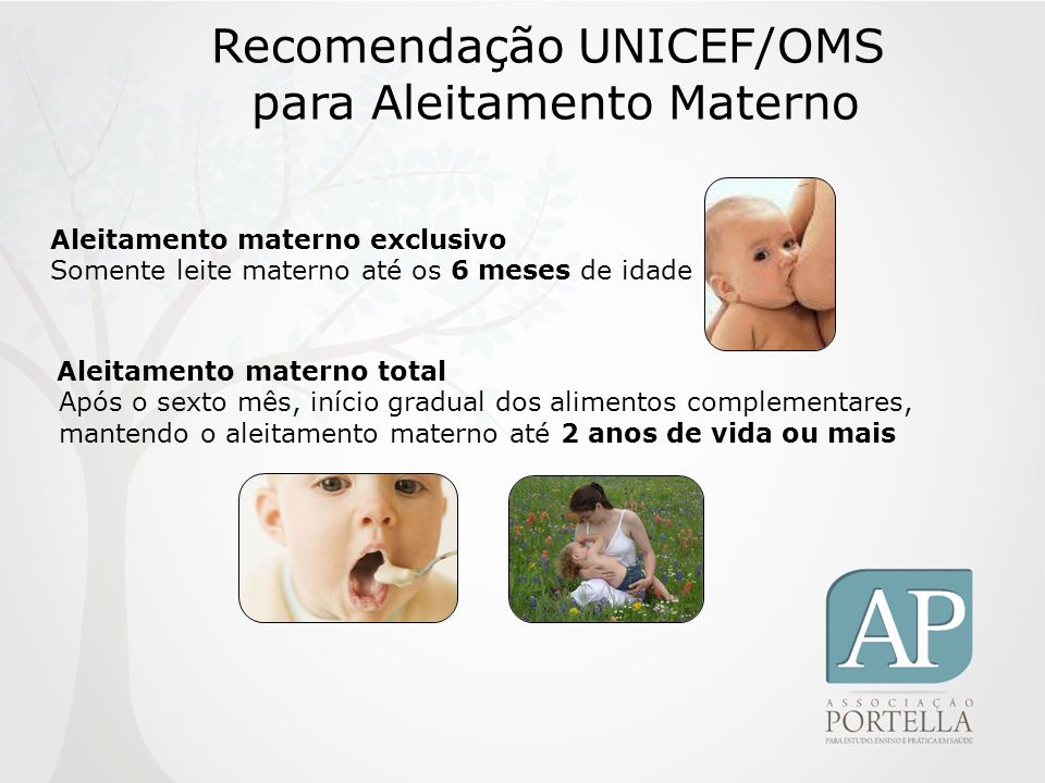 Recomendação UNICEF/OMS para Aleitamento Materno