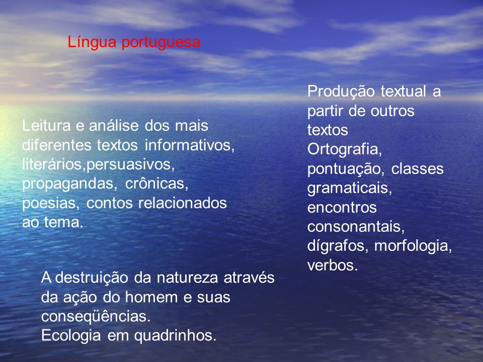 Língua portuguesa Produção textual a partir de outros textos.