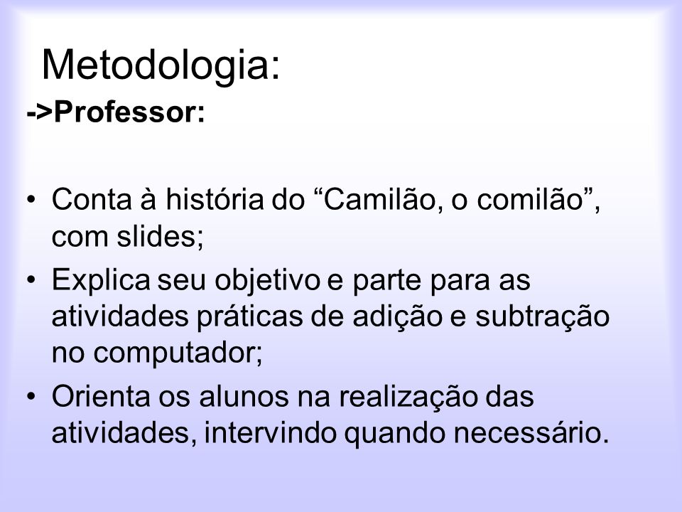 Metodologia: ->Professor: