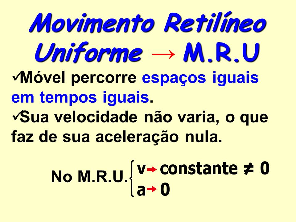 Movimento Retilíneo Uniforme → M.R.U