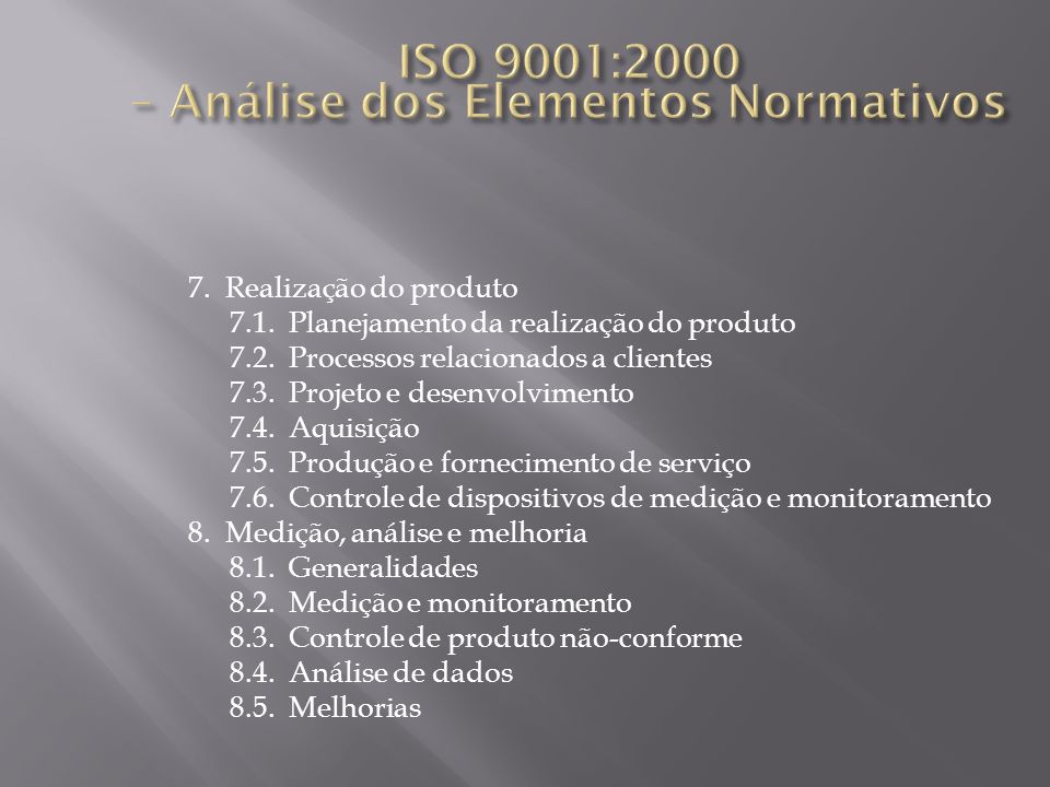 ISO 9001:2000 – Análise dos Elementos Normativos