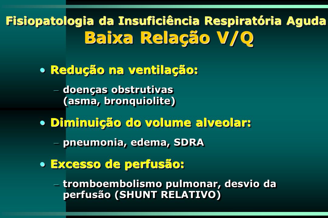 Fisiopatologia da Insuficiência Respiratória Aguda Baixa Relação V/Q