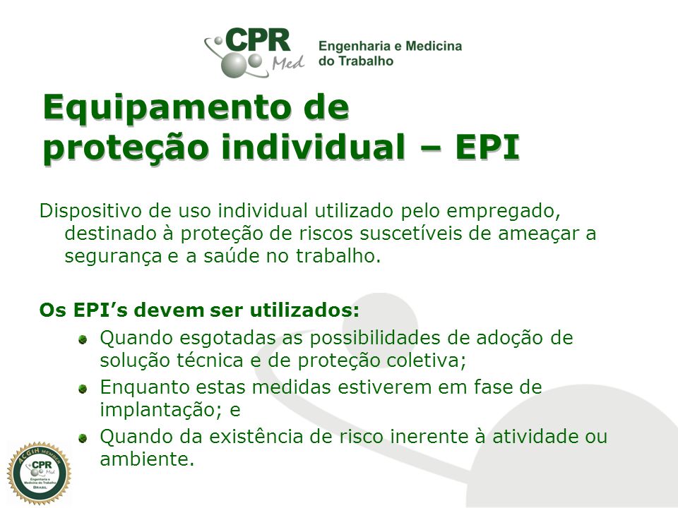 Equipamento de proteção individual – EPI